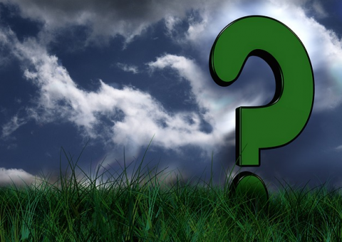Picture of beautiful blue sky, green grass and a big green question mark.  What is the church's mission?
