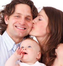 happy family photo, father, wife, child